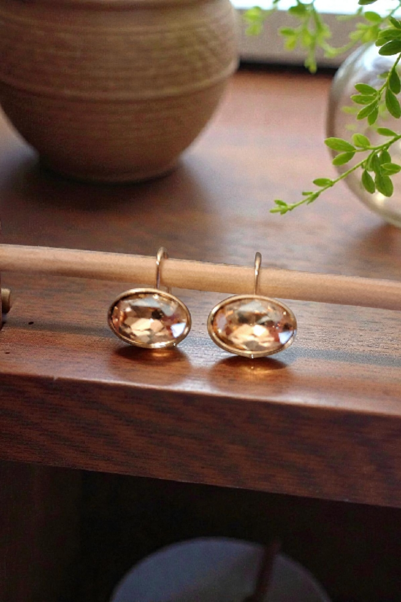 Dormeuses ovales champagne rosé