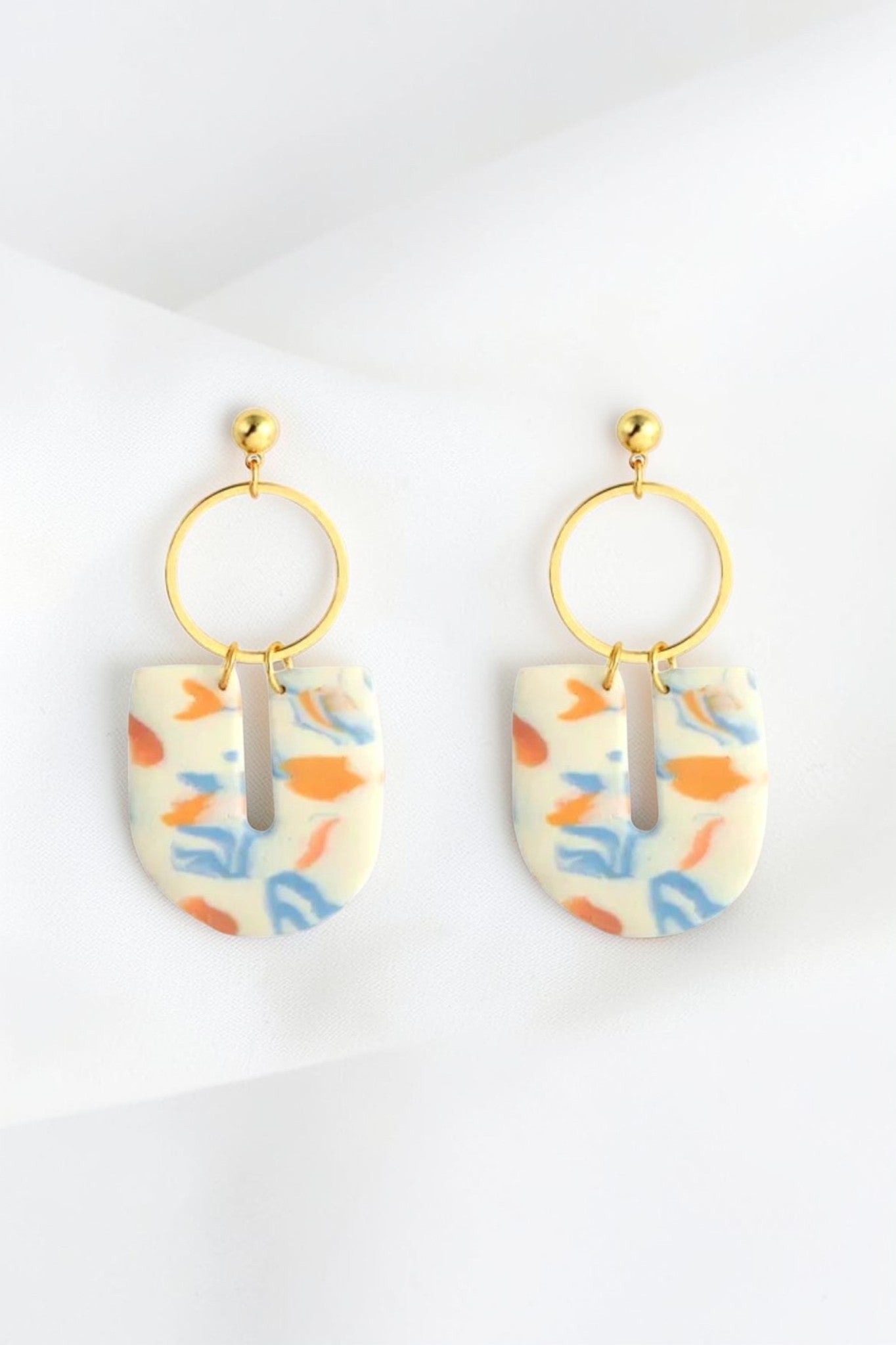 Boucles d'oreilles pendantes polymère millefiori