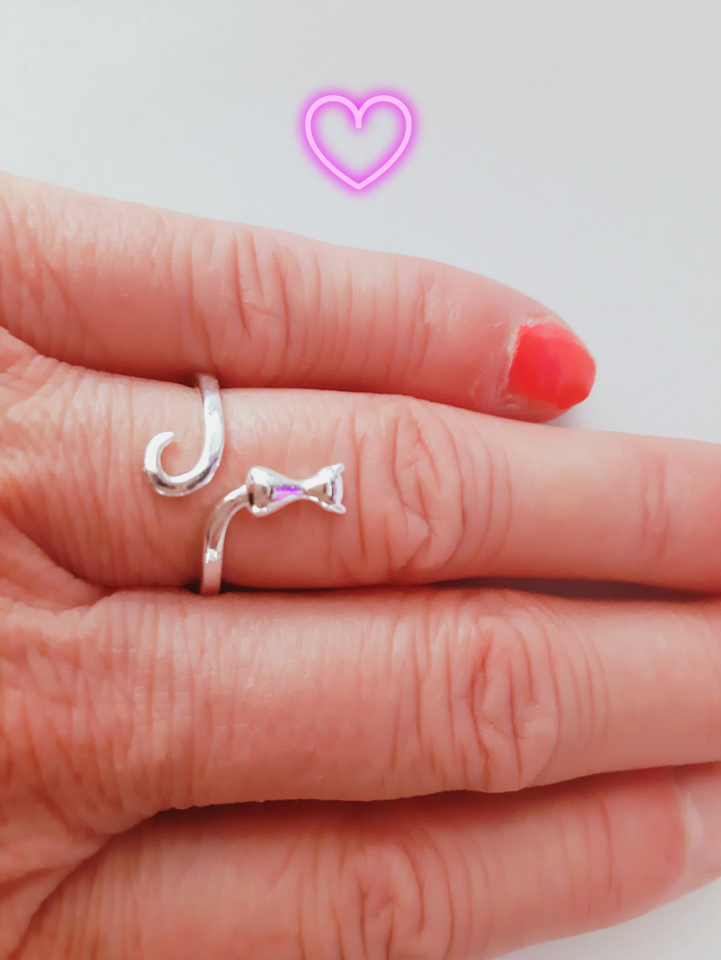 Adjustable cat 925 silver ring