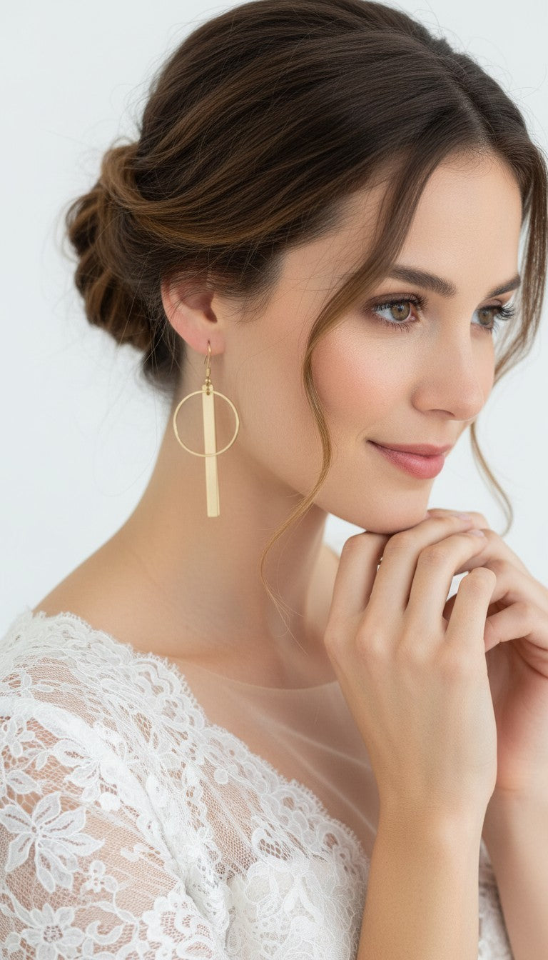 Geometric brass dangling earrings