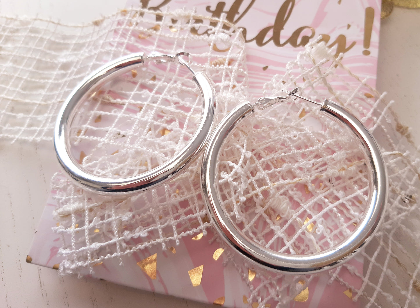 Créoles argent 925 boucles d'oreilles épaisses