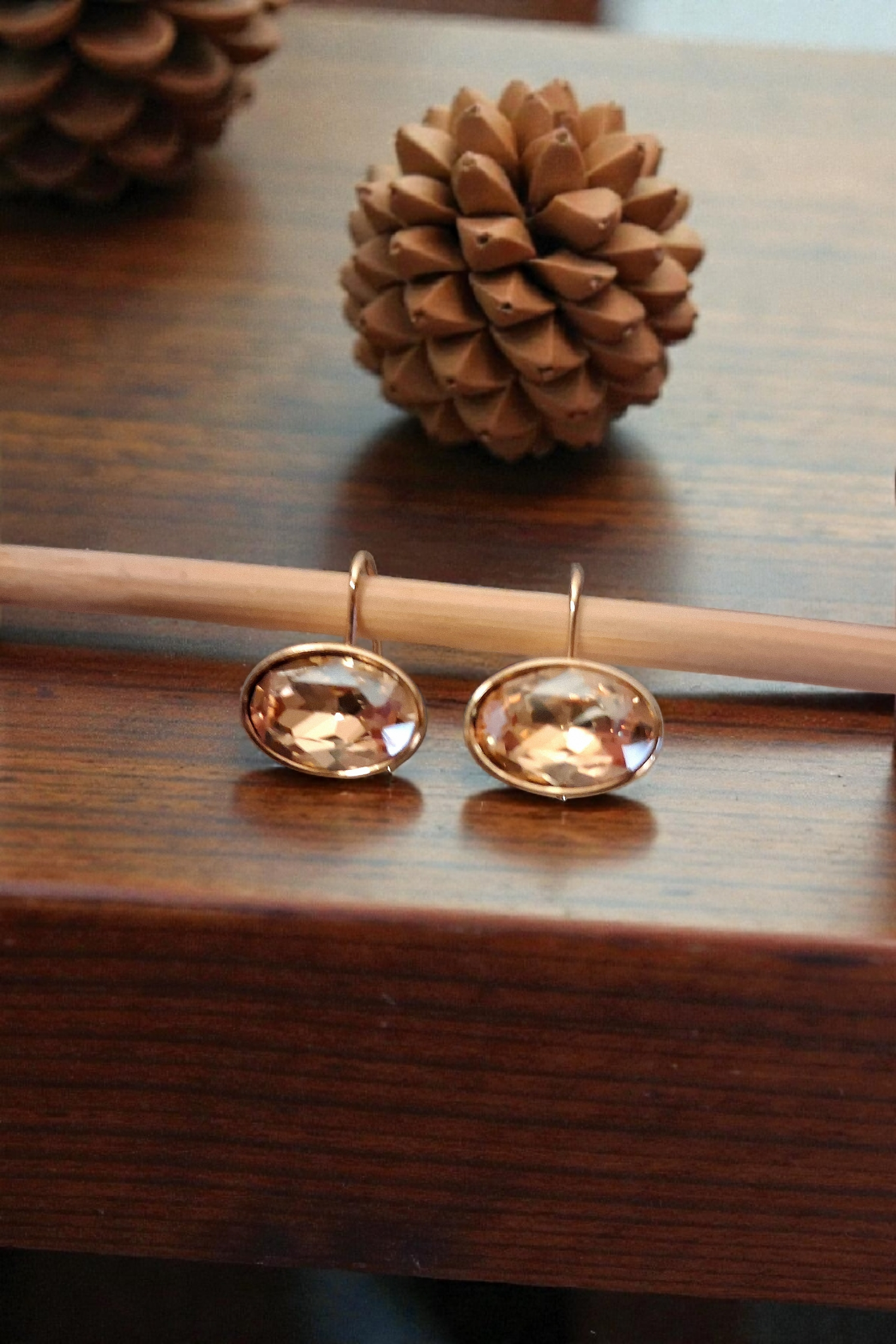 Dormeuses ovales champagne rosé