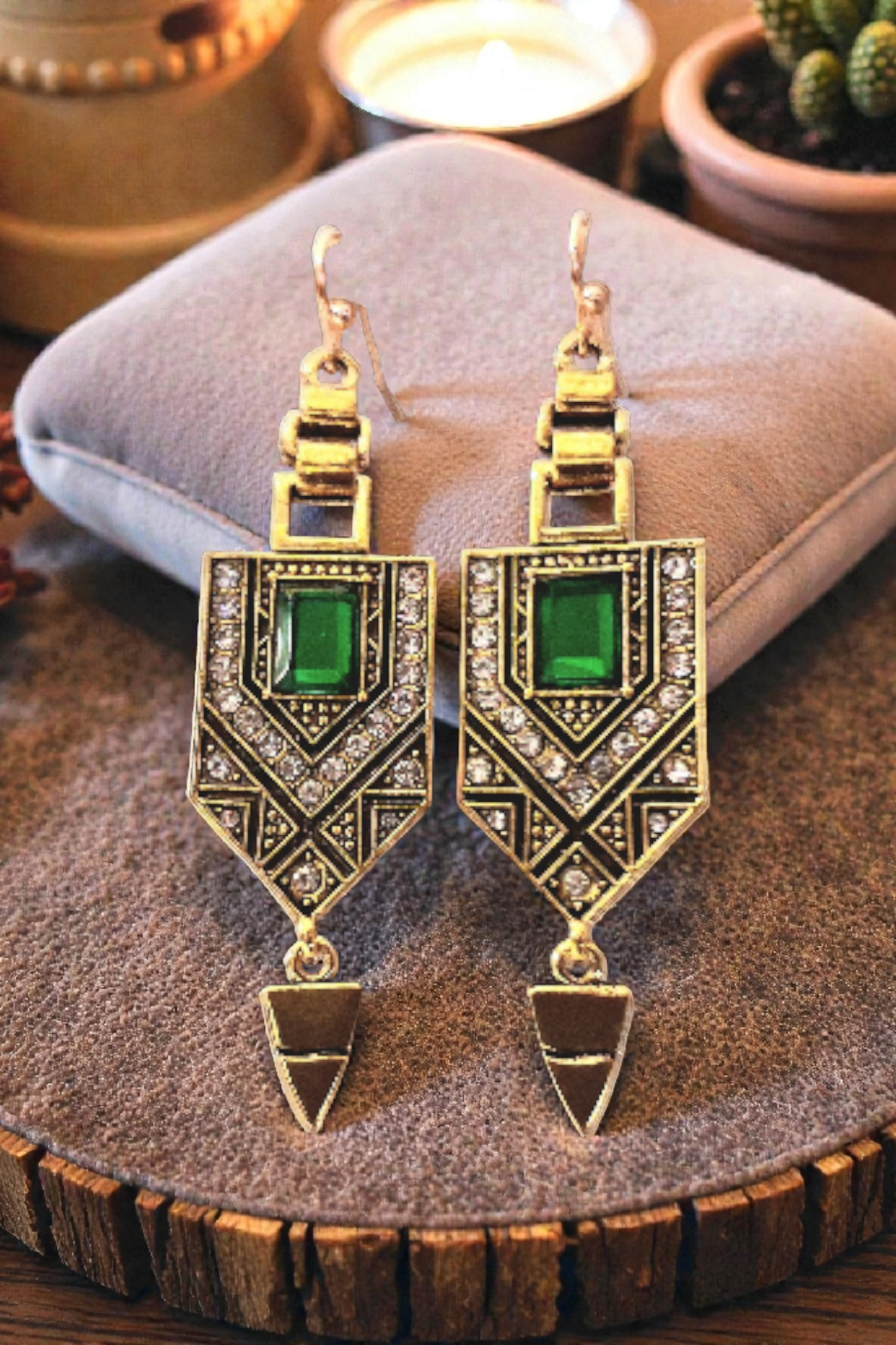 Boucles d'oreilles géométriques art déco