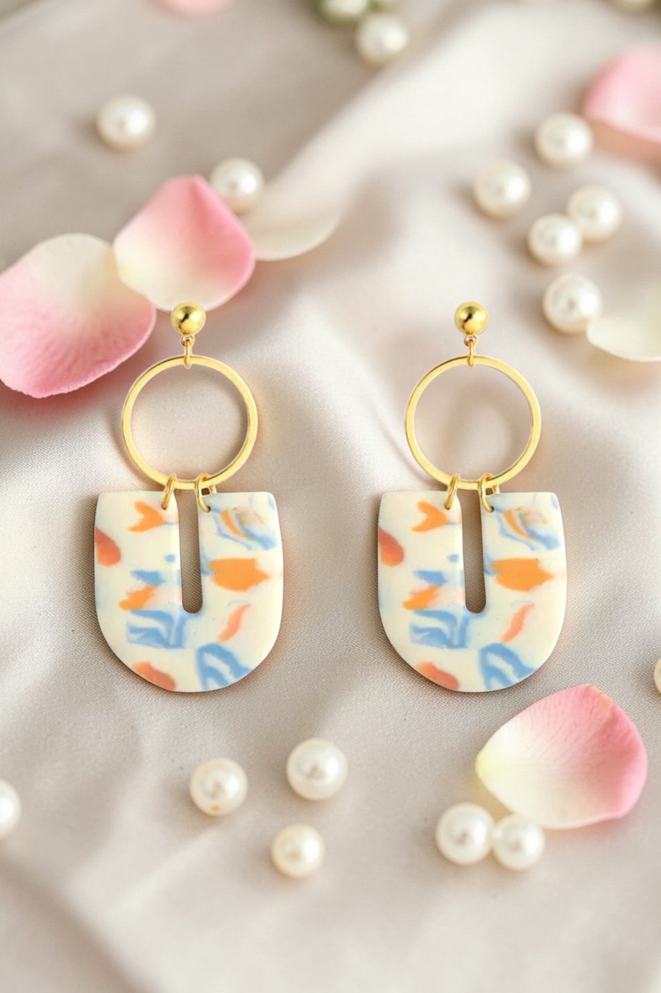 Boucles d'oreilles pendantes polymère millefiori