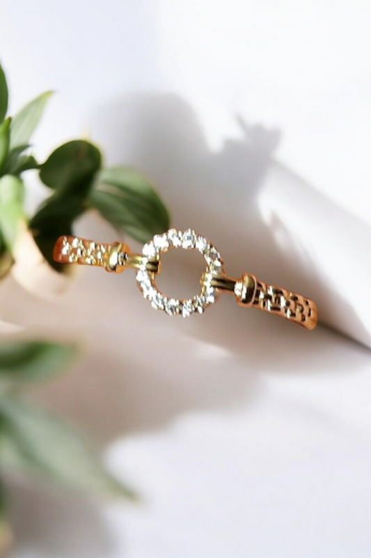 Bague dorée or fin couronne de strass