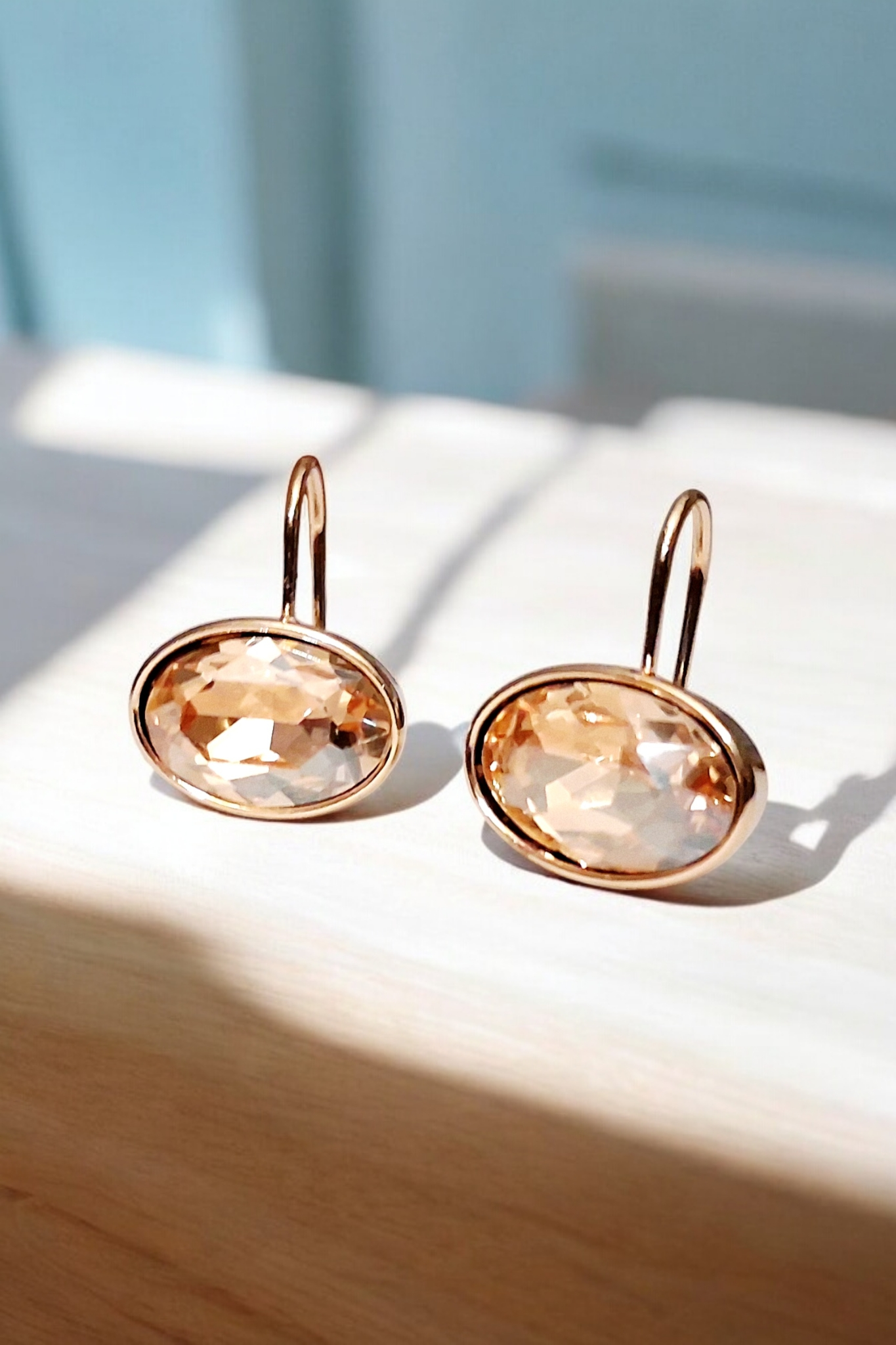 Dormeuses ovales champagne rosé