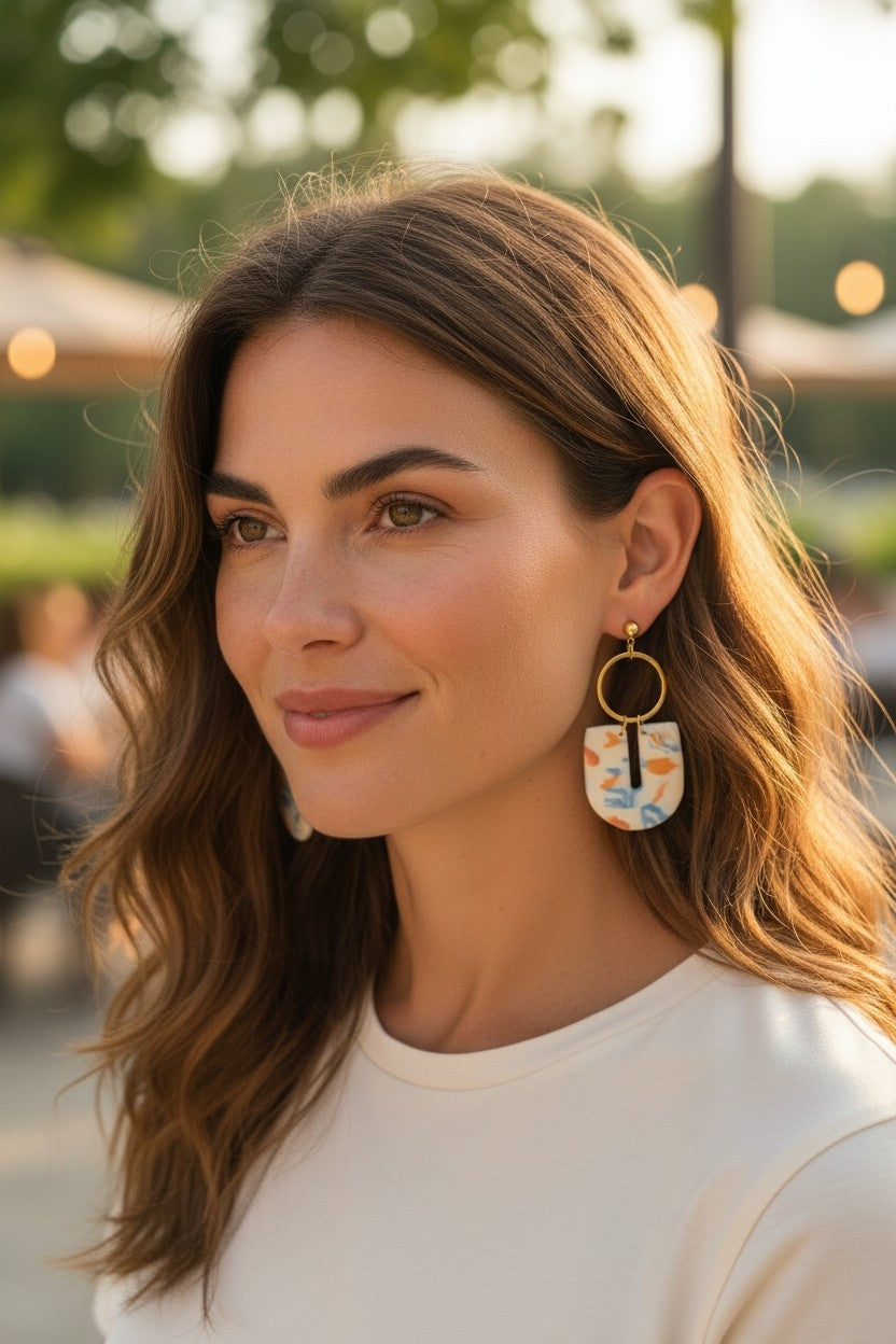 Boucles d'oreilles pendantes polymère millefiori