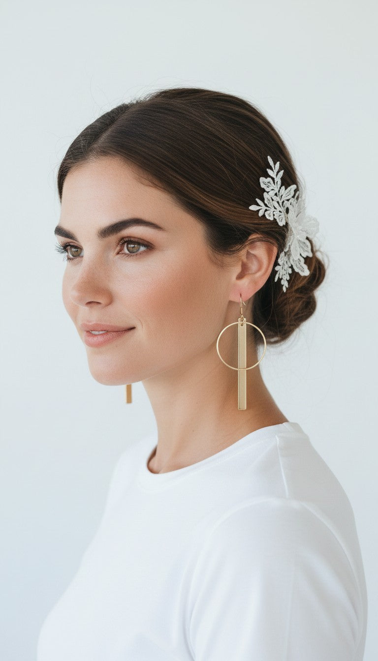 Geometric brass dangling earrings