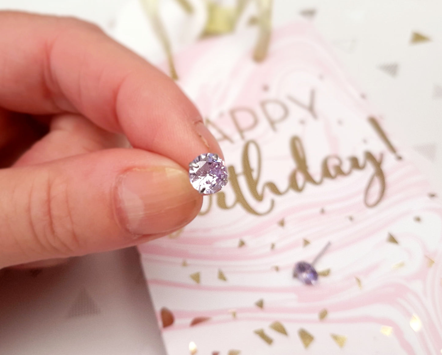 Puces d'oreilles argent 925 poinçonné mauve