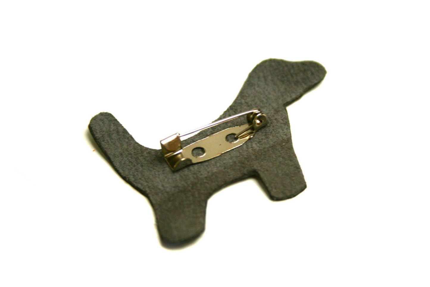 Broche cuir minimaliste chien