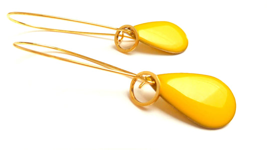 Boucles d'oreilles émail jaune soleil