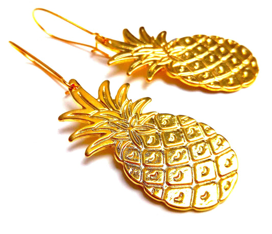 Golden brass pineapple earrings