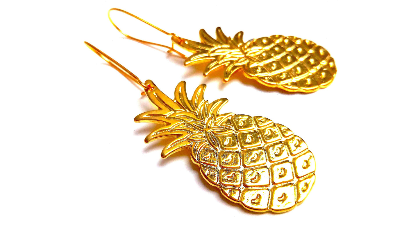 Golden brass pineapple earrings