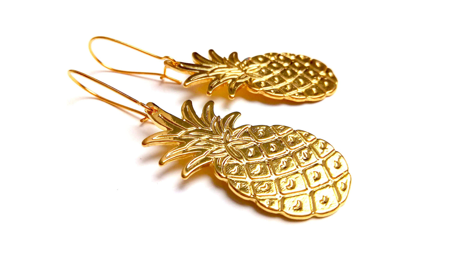 Golden brass pineapple earrings