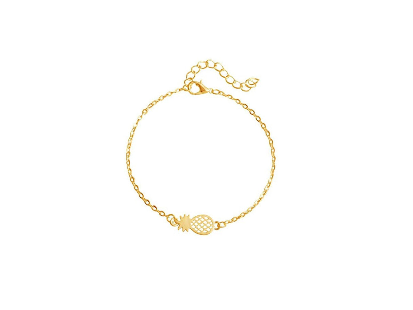 Golden brass pineapple thin bracelet