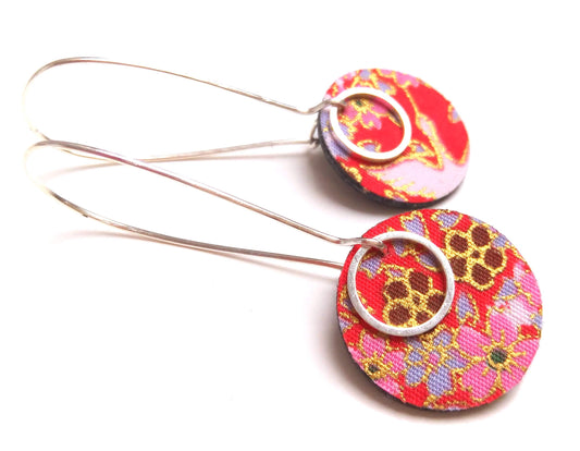 Red japan flower earrings