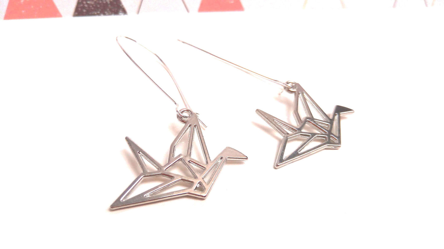 Boucles grues japonaises origami laiton