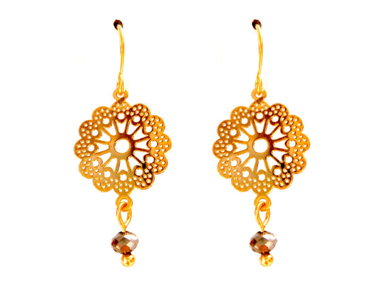 Flower filigree pendant earrings