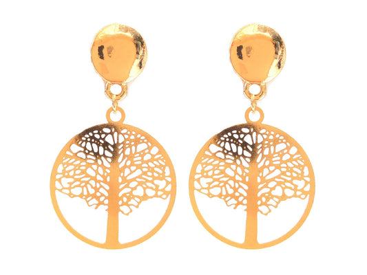 Tree of life brass earrings