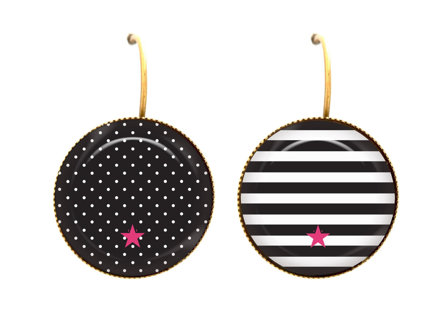 Dotted striped cabochon stud earrings