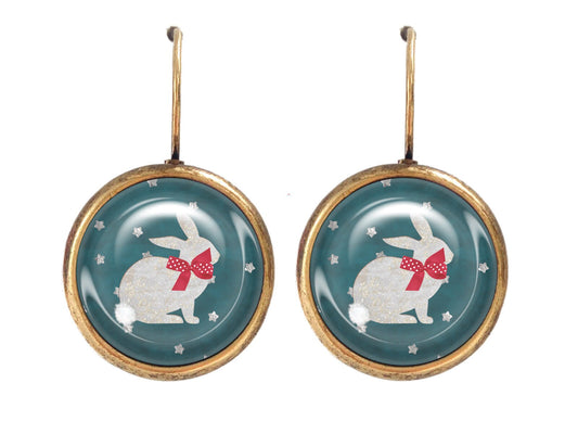 Rabbit cabochon sleepers in the stars JEF®