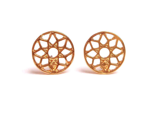 Studs, mandala round filigree chips