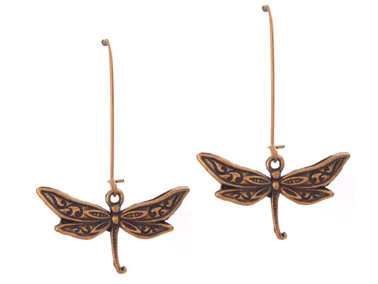 Brass dragonfly earrings