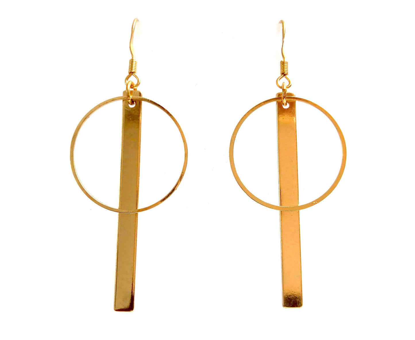 Geometric brass dangling earrings