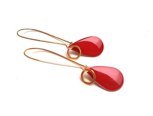 Boucles d'oreilles sequins émaillés rouge