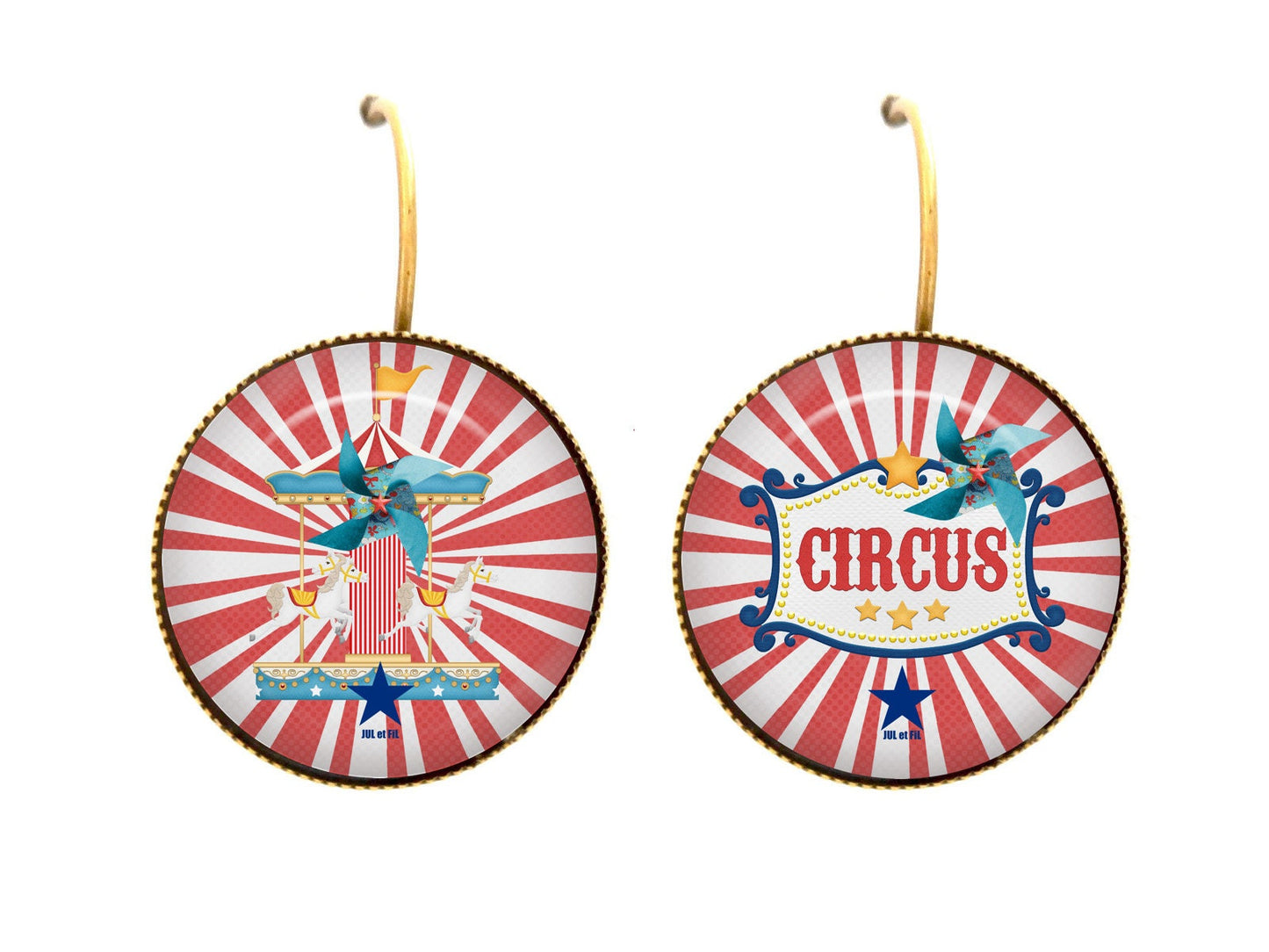 JUL et FIL circus merry-go-round fantasy postcard