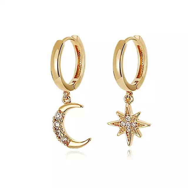 Hoops gold filled 18K moon polar star accumulation stacking