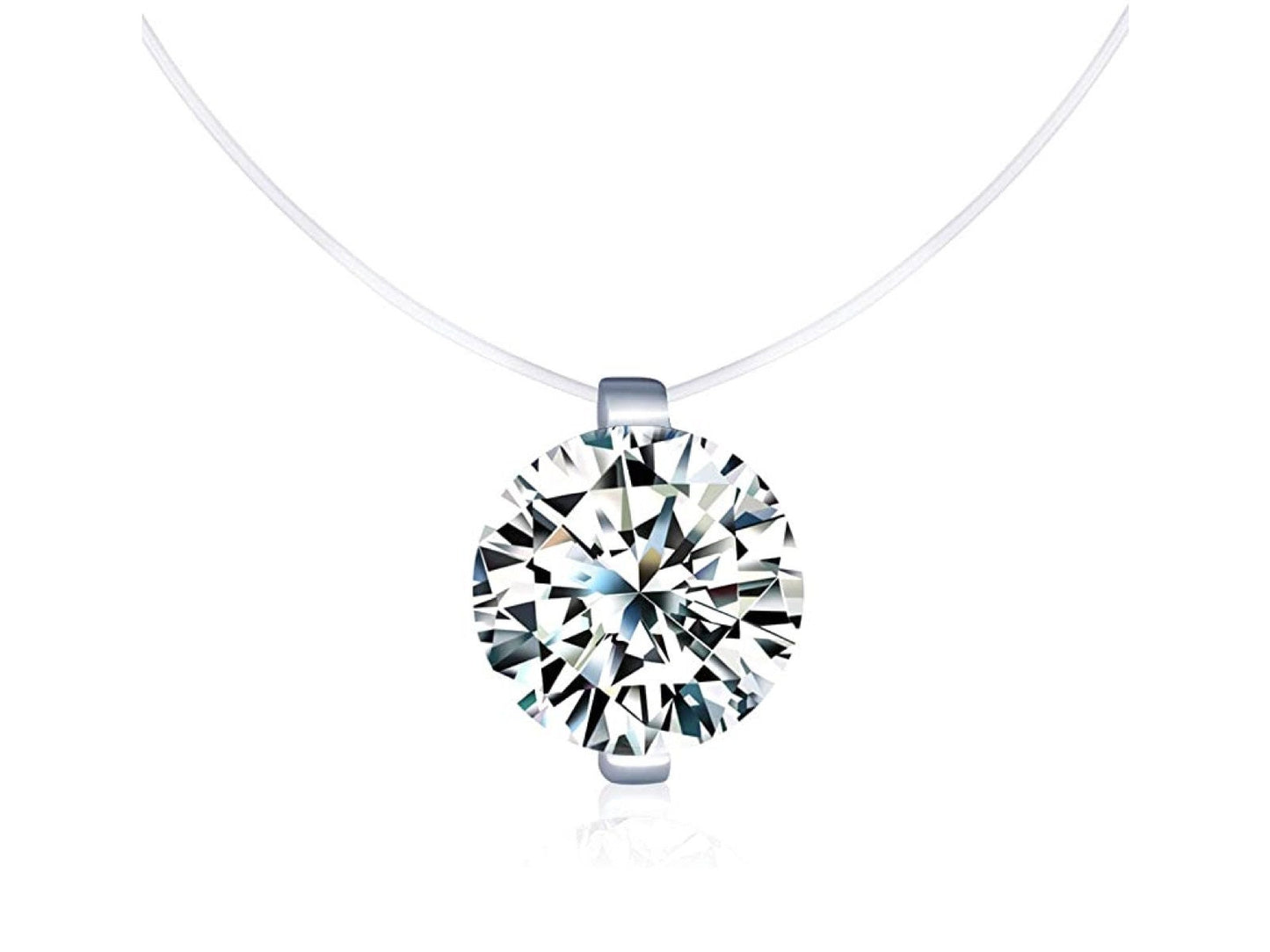 Collier invisible argent 925 femme solitaire cristal cadeau