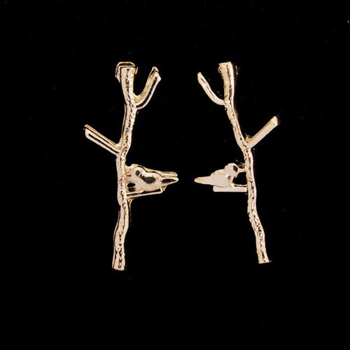 Boucles d'oreilles oiseaux sur la branche