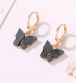 Hoops mini créoles papillon gris noir