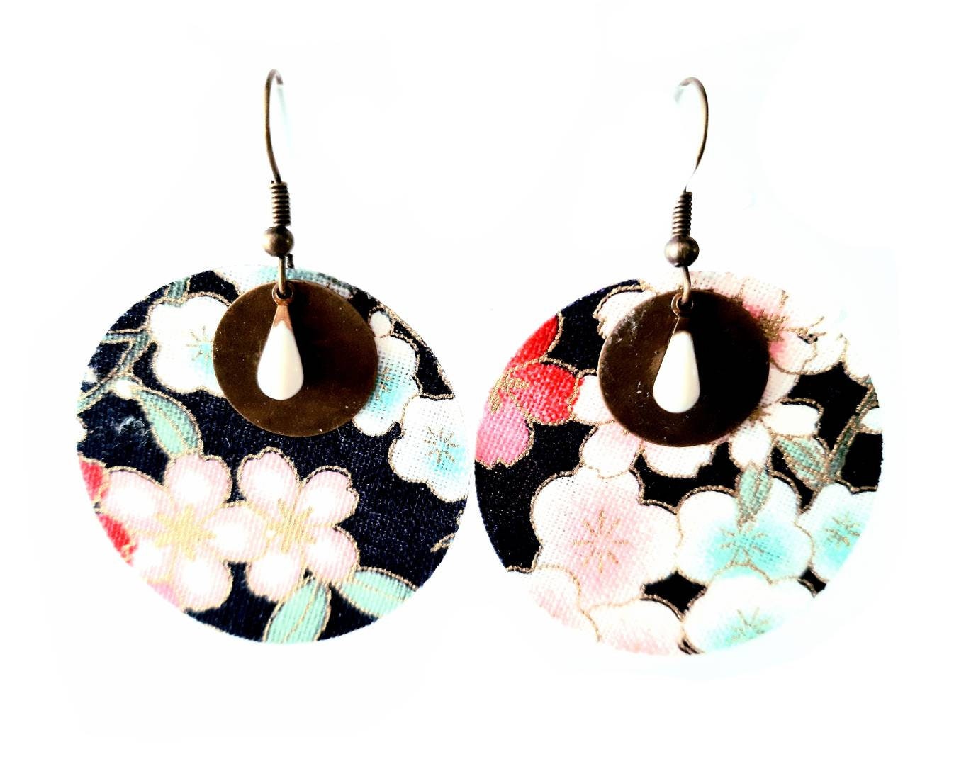 Boucles d'oreilles japonaises Hana tissu japonais