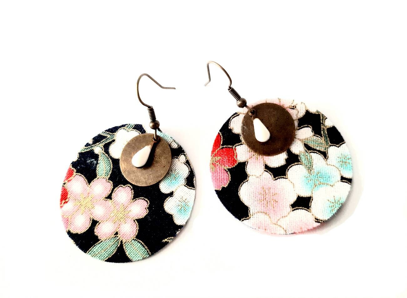 Boucles d'oreilles japonaises Hana tissu japonais