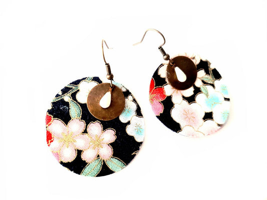 Boucles d'oreilles japonaises Hana tissu japonais