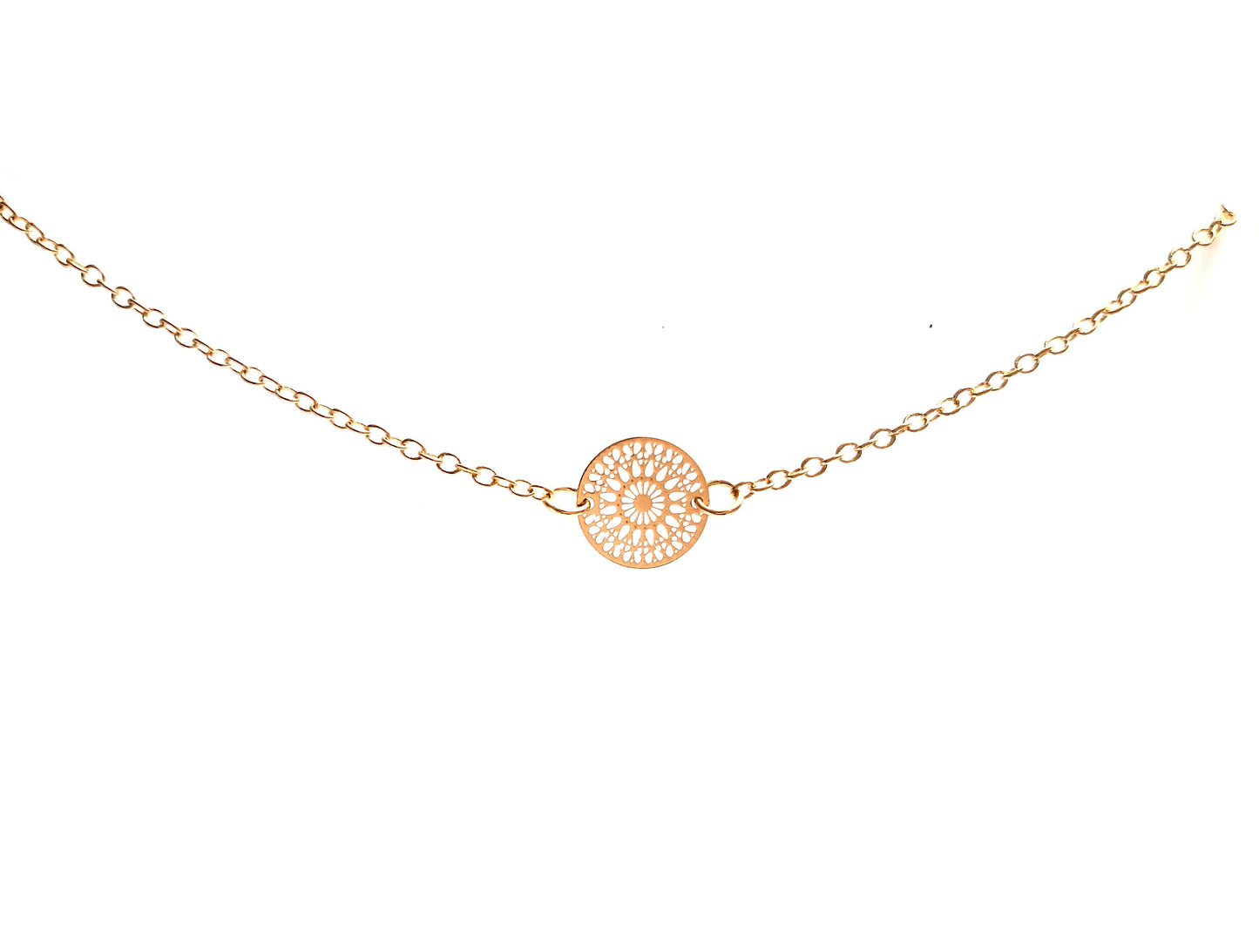 Adjustable fine gold necklace Chakra balance, well-being, zen rosette filigree, yoga, mandala