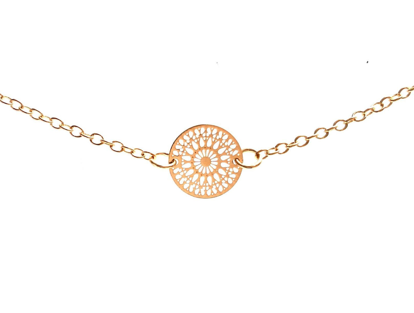 Adjustable fine gold necklace Chakra balance, well-being, zen rosette filigree, yoga, mandala